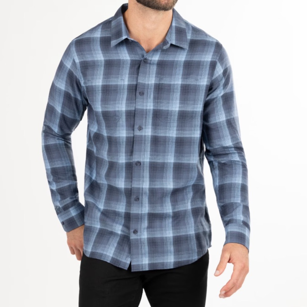TravisMathew Mens Inland Button Up Flannel Shirt Long Sleeve - Picture 4 of 4